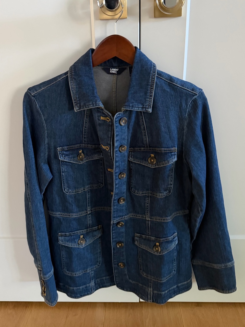 Lands' End Classic Indigo Denim Barn Jacket - Utility Field Coat - Size S (6-8)